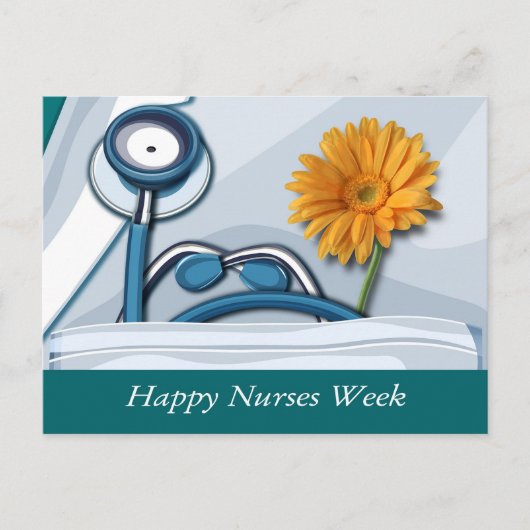 Happy Nurses Week. Stethoscoop en Daisy Briefkaart (Voorkant)