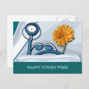 Happy Nurses Week. Stethoscoop en Daisy Briefkaart