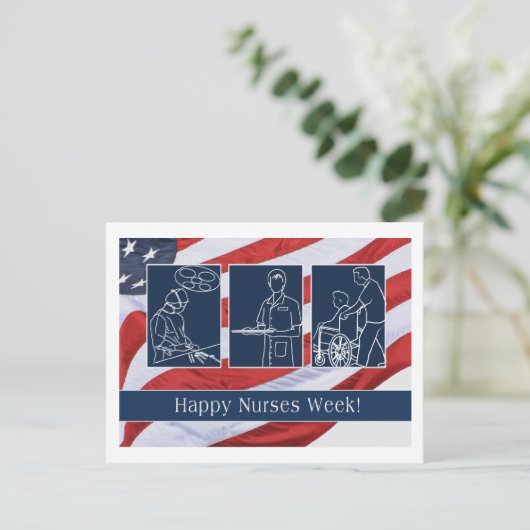 Happy Nurses Week. USA Patriotic Briefkaart (Staand voorkant)