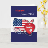 Happy Nurses Week. USA Patriotic Kaart (Gele Bloem)
