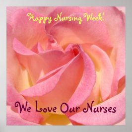 Happy Nursing Week: posters Roze rozenbloem liefde