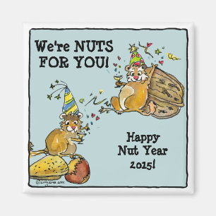 Happy Nut Jaar-Nieuwjaar Chipmunks Magneet