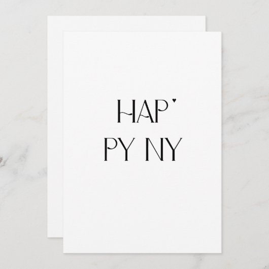 Happy NY - minimalistic typography card Feestdagenkaart (Voorkant / Achterkant)