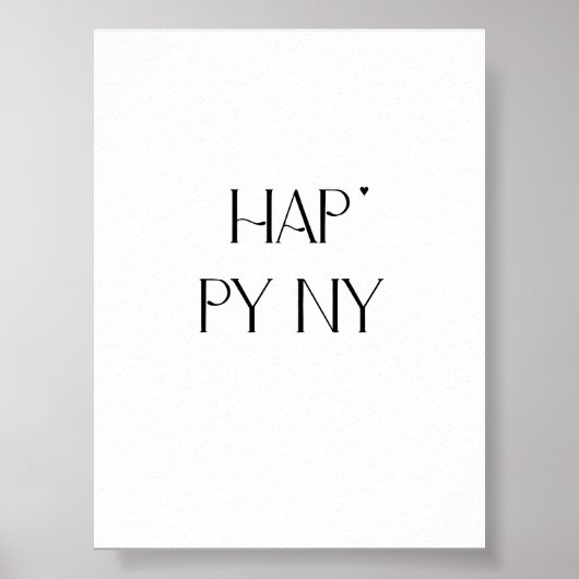 Happy NY - minimalistic typography poster (Voorkant)