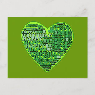 Happy O'Birthday met Heart T shirten en Gifts Briefkaart