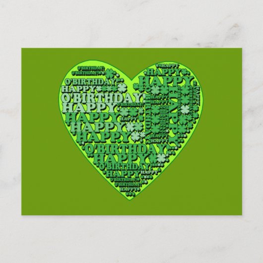 Happy O'Birthday met Heart T shirten en Gifts Briefkaart (Voorkant)