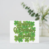 Happy O'Birthday met Shamrocks Briefkaart (Staand voorkant)