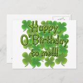 Happy O'Birthday met Shamrocks Briefkaart (Voorkant / Achterkant)