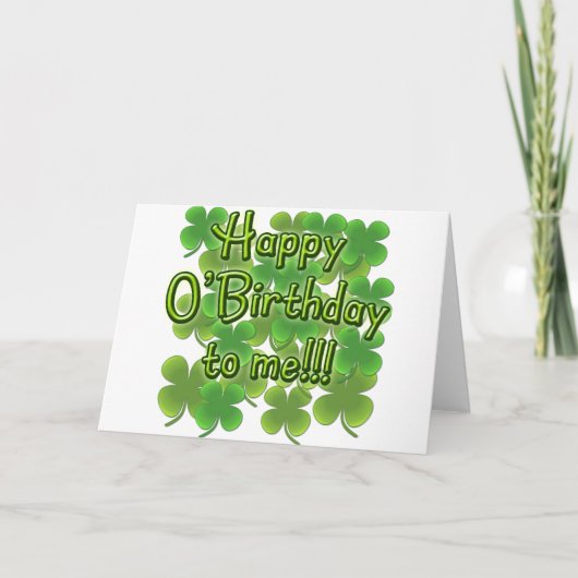Happy O'Birthday met Shamrocks Kaart (Voorkant)