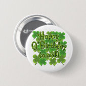 Happy O'Birthday met Shamrocks Ronde Button 5,7 Cm (Voorkant /achterkant)