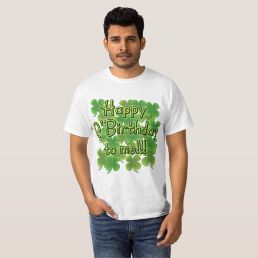 Happy O'Birthday met Shamrocks T-shirt (Voorkant volledig)