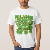 Happy O'Birthday met Shamrocks T-shirt (Voorkant)