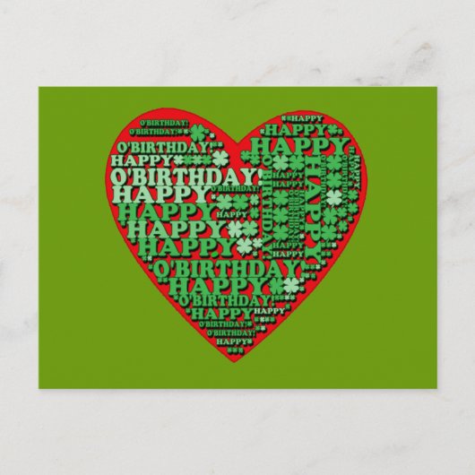 Happy O'Birthday St Patricks Day Birthday Tshirt Briefkaart (Voorkant)