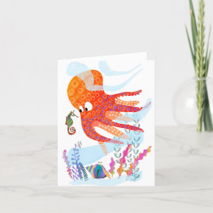 Happy Ocean Friends BLANK Wenskaart Bedankkaart