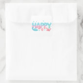 Happy Ocean Pastel Glossy Text Vierkante Sticker (Tas)
