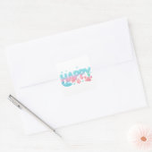 Happy Ocean Pastel Glossy Text Vierkante Sticker (Envelop)