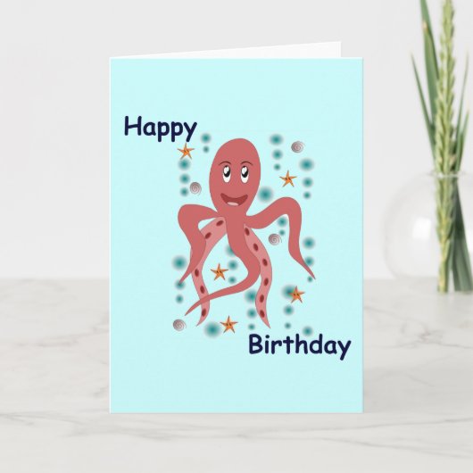 Happy Octopus Happy Birthday Kaart (Voorkant)