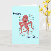 Happy Octopus Happy Birthday Kaart (Gele Bloem)