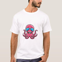 Happy Octopus met Blue Aviators Graphic T-shirt