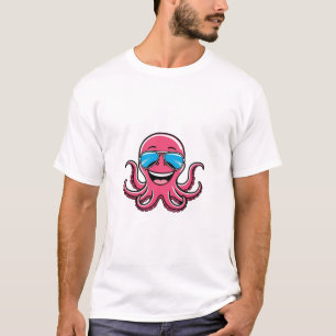 Happy Octopus met Blue Aviators Graphic T-shirt