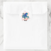 Happy Octopus waterverf stijl Ronde Sticker (Tas)