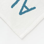 Happy Octopus White Blue Name Animal Milestone Fleece Deken (Hoek)