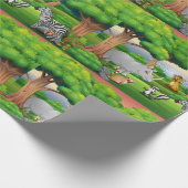 Happy Oerwoud Animals in een landschap Cadeaupapier (Hoek)