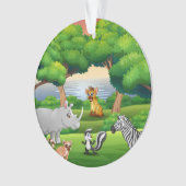 Happy Oerwoud Animals in een landschap Ornament (voorkant)