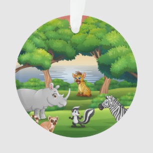 Happy Oerwoud Animals in een landschap Ornament
