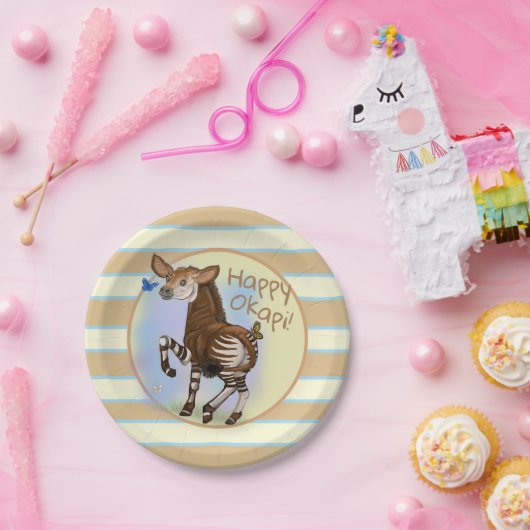 Happy Okapi. Papieren Bordje (Feest)