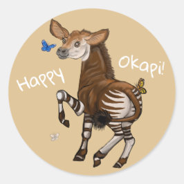 Happy Okapi. Ronde Sticker