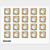 happy olwl in Flowers Vierkante Sticker (Vel)