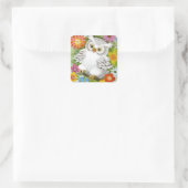 happy olwl in Flowers Vierkante Sticker (Tas)