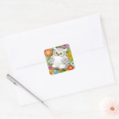 happy olwl in Flowers Vierkante Sticker (Envelop)