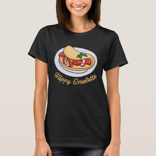 Happy Omelet Ei Ontbijt Omelet T-shirt (Voorkant)