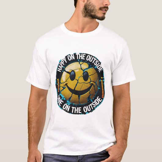Happy on the Outside Emoji T-Shirt – Leuk design (Voorkant)