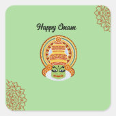 Happy Onam Groet Vierkante Sticker (Voorkant)