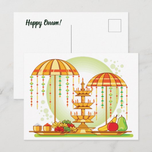 Happy Onam Umbrellas Uitnodiging Briefkaart (Voorkant / Achterkant)
