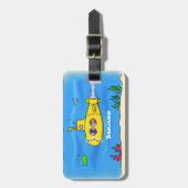 Happy-onderzeeër-cartoon Bagagelabel (Voorkant verticaal)