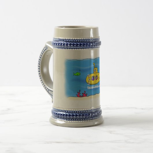 Happy-onderzeeër-cartoon Bierpul (Voorkant links)