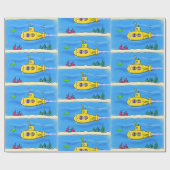 Happy-onderzeeër-cartoon Cadeaupapier (Vlak)