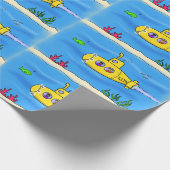Happy-onderzeeër-cartoon Cadeaupapier (Hoek)