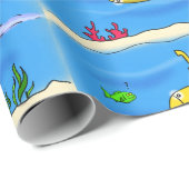 Happy-onderzeeër-cartoon Cadeaupapier (Rol Hoek)