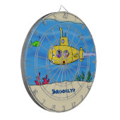 Happy-onderzeeër-cartoon Dartbord (Voorkant Links)