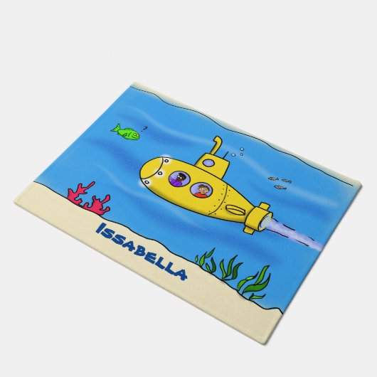 Happy-onderzeeër-cartoon Deurmat (Schuin)