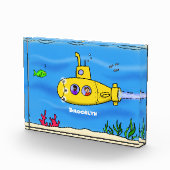 Happy-onderzeeër-cartoon Fotoblokken (Rechts)