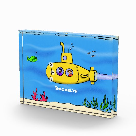 Happy-onderzeeër-cartoon Fotoblokken (Rechts)