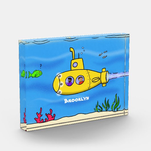 Happy-onderzeeër-cartoon Fotoblokken (Links)