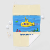 Happy-onderzeeër-cartoon Golfhanddoek (Insitu)