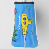 Happy-onderzeeër-cartoon Golfheadcover (Draai 90)